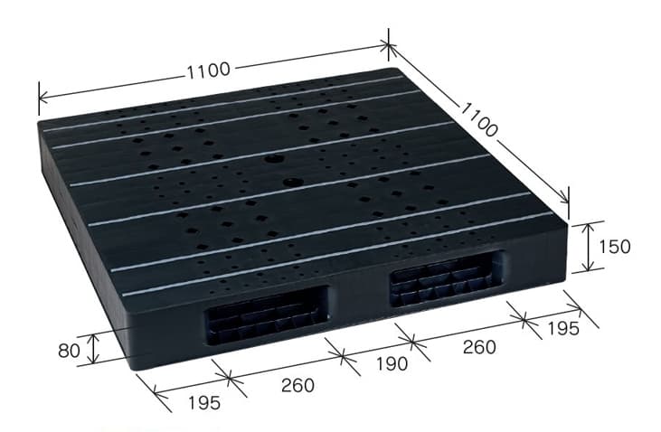 プラスチックパレット DA-HB-R2-1111 黒 岐阜プラスチック工業(RISU)製