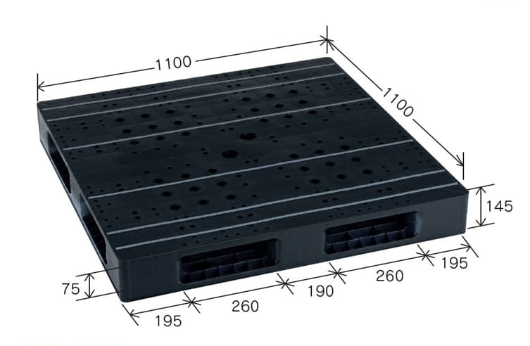 プラスチックパレット DA-HB-R4-1111 黒 岐阜プラスチック工業(RISU)製