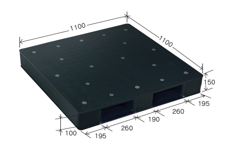 プラスチックパレット DA-JC-D2-1111C 黒 岐阜プラスチック工業(RISU)製