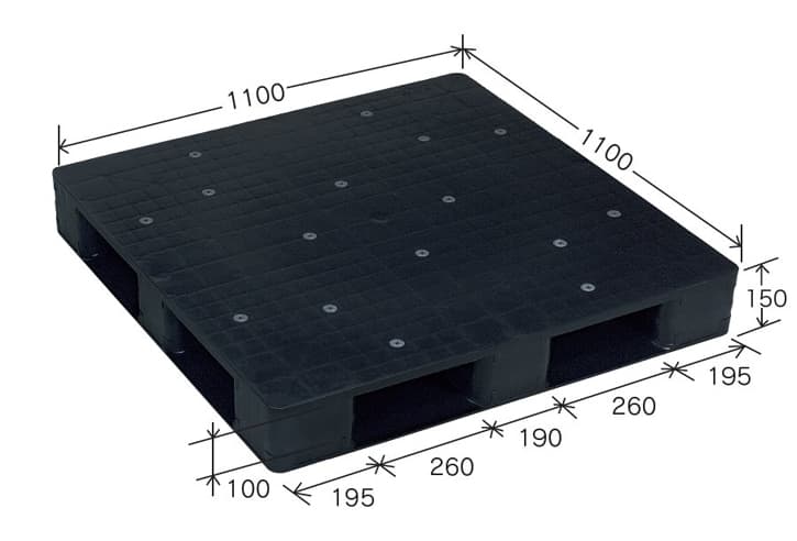 プラスチックパレット DA-JC-D4-1111 黒 岐阜プラスチック工業(RISU)製