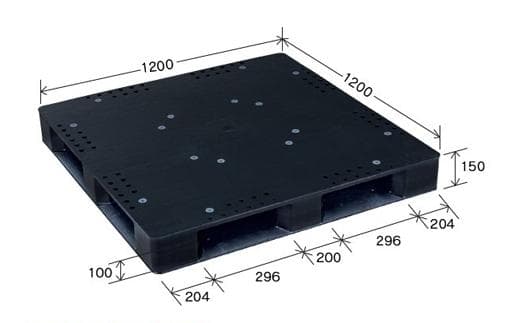 プラスチックパレット DA-JCK-D4-120120 黒 岐阜プラスチック工業(RISU)製