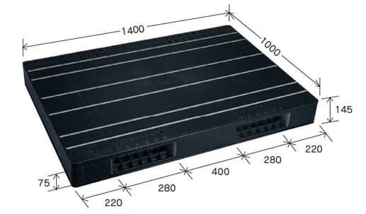 プラスチックパレット DA-JCK-R2-100140 黒 岐阜プラスチック工業(RISU)製