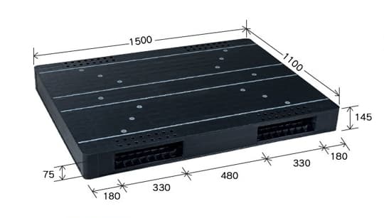 プラスチックパレット DA-JCK-R2-110150 黒 岐阜プラスチック工業(RISU)製