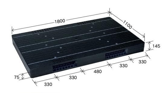 プラスチックパレット DA-JCK-R2-110180 黒 岐阜プラスチック工業(RISU)製