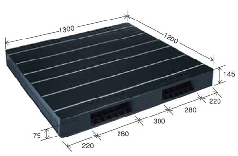 プラスチックパレット DA-JCK-R2-120130 黒 岐阜プラスチック工業(RISU)製