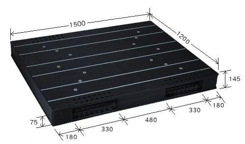 プラスチックパレット DA-JCK-R2-120150 黒 岐阜プラスチック工業(RISU)製