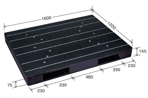 プラスチックパレット DA-JCK-R2-120160 黒 岐阜プラスチック工業(RISU)製