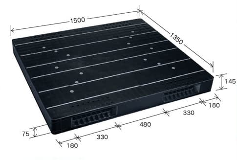 プラスチックパレット DA-JCK-R2-135150 黒 岐阜プラスチック工業(RISU)製