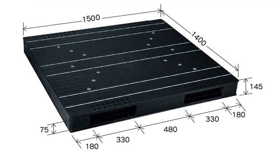 プラスチックパレット DA-JCK-R2-140150 黒 岐阜プラスチック工業(RISU)製