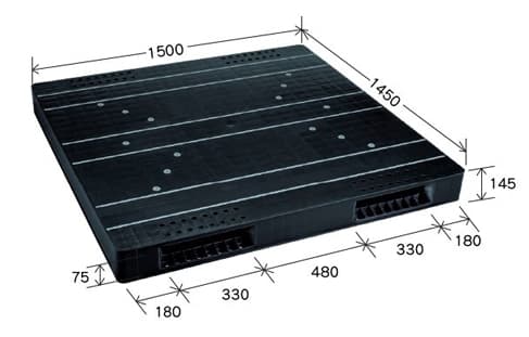 プラスチックパレット DA-JCK-R2-145150 黒 岐阜プラスチック工業(RISU)製