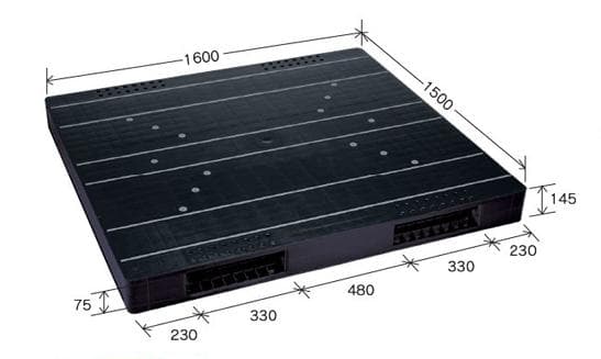 プラスチックパレット DA-JCK-R2-150160 黒 岐阜プラスチック工業(RISU)製