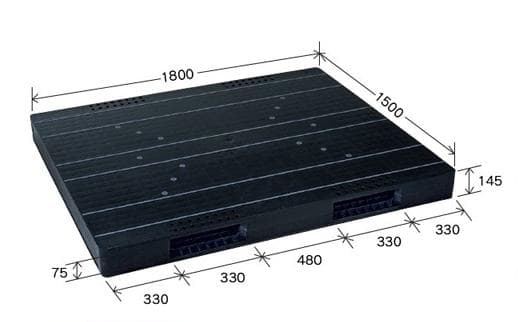 プラスチックパレット DA-JCK-R2-150180 黒 岐阜プラスチック工業(RISU)製