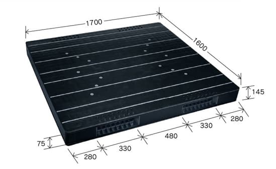 プラスチックパレット DA-JCK-R2-160170 黒 岐阜プラスチック工業(RISU)製