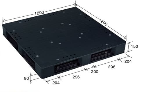 プラスチックパレット DA-JCK-R4-120120 黒 岐阜プラスチック工業(RISU)製