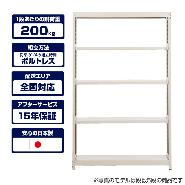 スチールラック SOシリーズ 耐荷重200kg/段 ホワイトグレー 高さ900×横幅900×奥行450×4段(枚) 増連形式