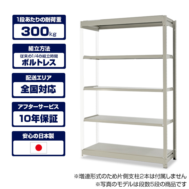 スチールラック YSシリーズ 耐荷重300kg/段 ホワイトグレー 高さ900×横幅950×奥行600×3段(枚) 増連形式